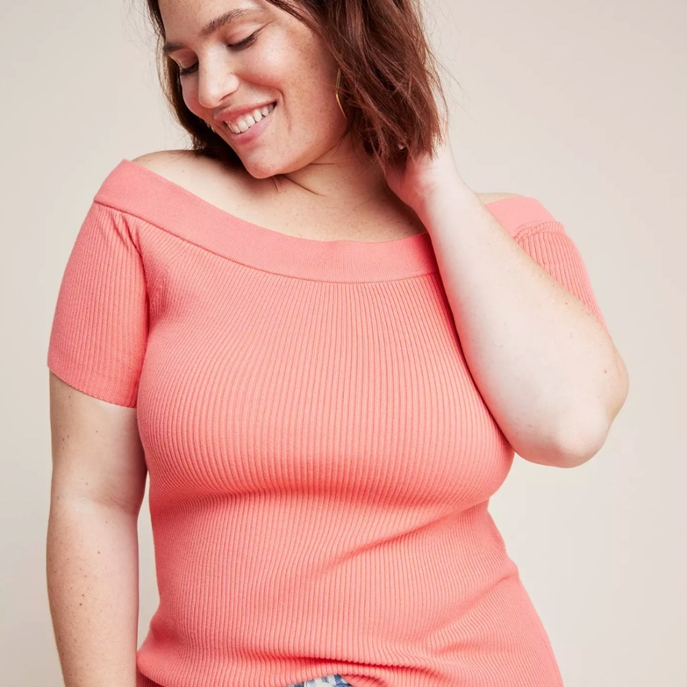 Minuet Off-the-Shoulder Top in Peach  1X NWOT